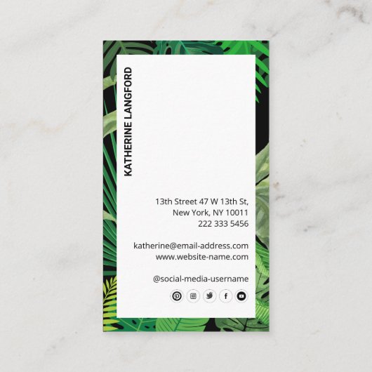 Luxury Tropical Modern Boutique & Salon Black 名刺 (裏面)