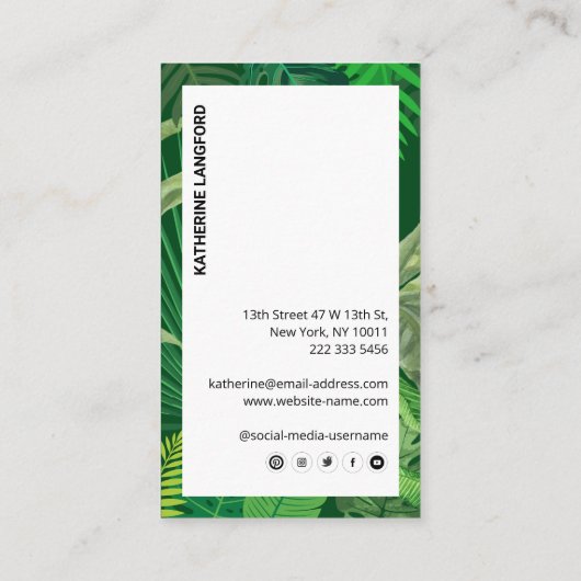 Luxury Tropical Modern Boutique & Salon Green 名刺 (裏面)