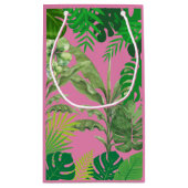 Luxury Tropical Modern Boutique & Salon Pink スモールペーパーバッグ (裏面)