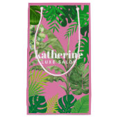 Luxury Tropical Modern Boutique & Salon Pink スモールペーパーバッグ (正面)