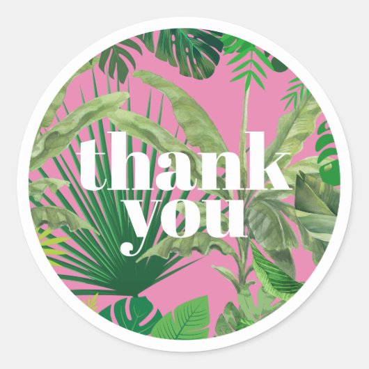 Luxury Tropical Modern Boutique & Salon Pink ラウンドシール (正面)