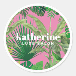 Luxury Tropical Modern Boutique & Salon Pink ラウンドシール