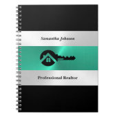 Luxury Turquoise & Black Key Real Estate Notebook ノートブック (正面)