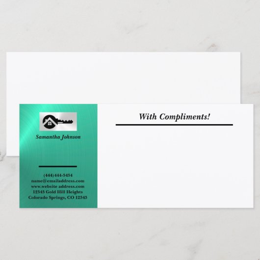 Luxury Turquoise Black Key With Compliments Slip (正面/裏面)