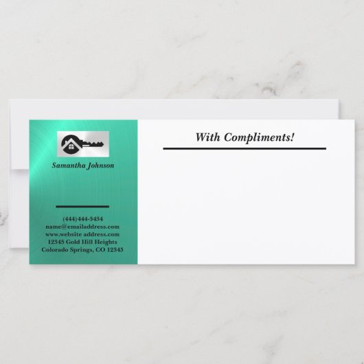 Luxury Turquoise Black Key With Compliments Slip (正面)