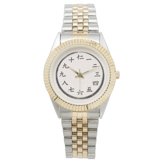 Luxury Two-Tone Gold Kanji Numerals Watch 腕時計 (正面)
