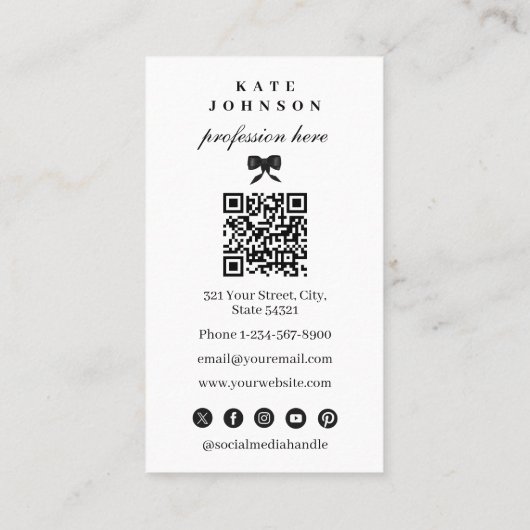 Luxury Unique Elegant QR Code Social Media 名刺 (裏面)