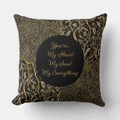 Luxury, Valentine's Day,Black Gold Florals ,Pixel クッション (正面)