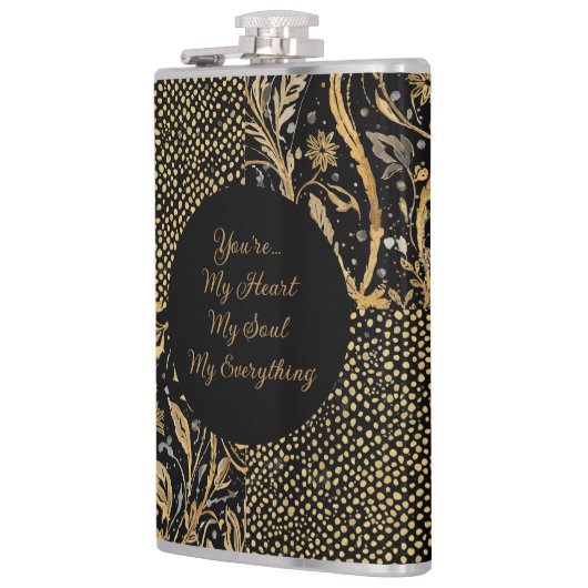 Luxury, Valentine's Day,Black Gold Florals ,Pixel  フラスク (左)