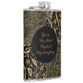 Luxury, Valentine's Day,Black Gold Florals ,Pixel  フラスク (右)