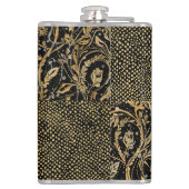 Luxury, Valentine's Day,Black Gold Florals ,Pixel  フラスク (裏面)