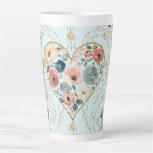Luxury, Valentine's Day, Flowers of My Heart カフェラテマグ (正面)