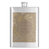 Luxury,Valentine's Day,Gold Flowers,Pixels Pattern フラスク (正面)