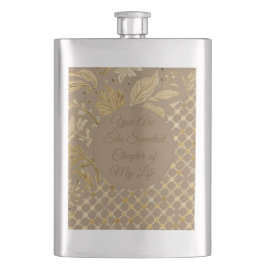 Luxury,Valentine's Day,Gold Flowers,Pixels Pattern フラスク