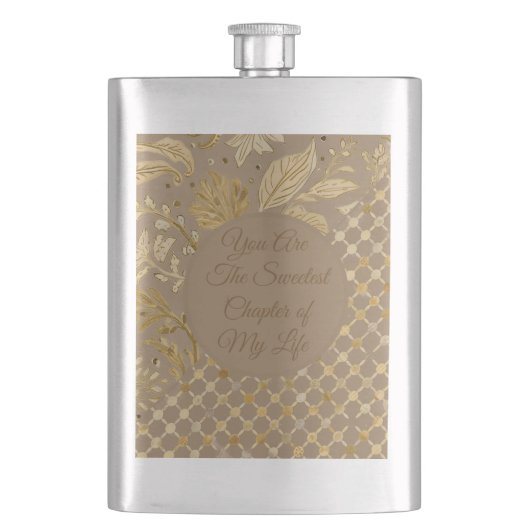 Luxury,Valentine's Day,Gold Flowers,Pixels Pattern フラスク (正面)