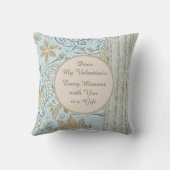 Luxury, Valentine's Day,Gold Soft Blue Flowers Art クッション (裏面)