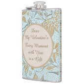 Luxury, Valentine's Day,Gold Soft Blue Flowers Art フラスク (左)