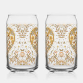 Luxury, ,Valentine's Day,Love Heart Flowers Patter ガラス缶 (右)