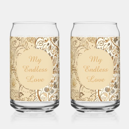 Luxury,Valentine's Day,Lovely Gold Flowers Pattern ガラス缶 (裏面)