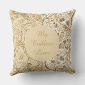 Luxury,Valentine's Day,Lovely Gold Flowers Pattern クッション (裏面)