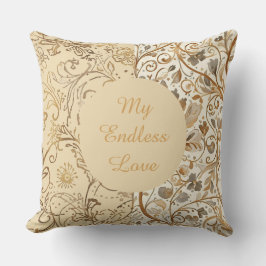 Luxury,Valentine's Day,Lovely Gold Flowers Pattern クッション