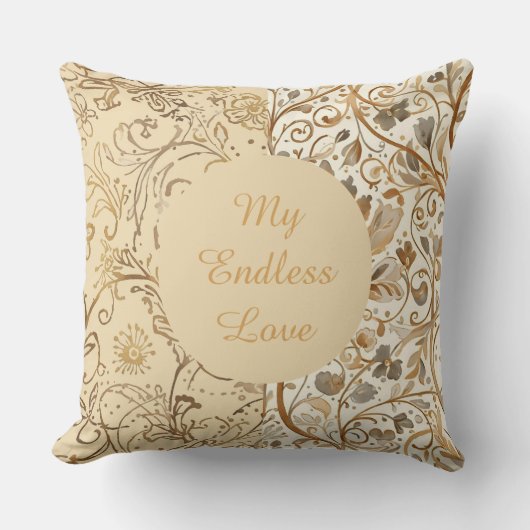 Luxury,Valentine's Day,Lovely Gold Flowers Pattern クッション (正面)