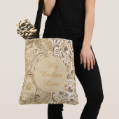 Luxury,Valentine's Day,Lovely Gold Flowers Pattern トートバッグ (クローズアップ)
