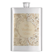 Luxury,Valentine's Day,Lovely Gold Flowers Pattern フラスク (正面)