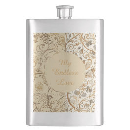Luxury,Valentine's Day,Lovely Gold Flowers Pattern フラスク