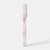 Luxury Vanilla Quartz Marble with Rose-Taupe Veins iPhoneケース (右側面)