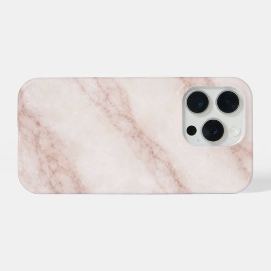Luxury Vanilla Quartz Marble with Rose-Taupe Veins iPhoneケース (裏面横)