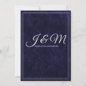 Luxury Velvet Navy Blue Monogram Wedding セーブザデート (裏面)