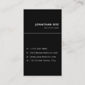 Luxury Vertical Black Minimalist Real Estate 名刺 (正面)