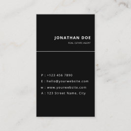 Luxury Vertical Black Minimalist Real Estate 名刺