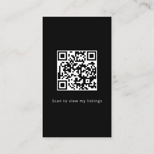 Luxury Vertical Black QR Code Realtor  名刺 (裏面)