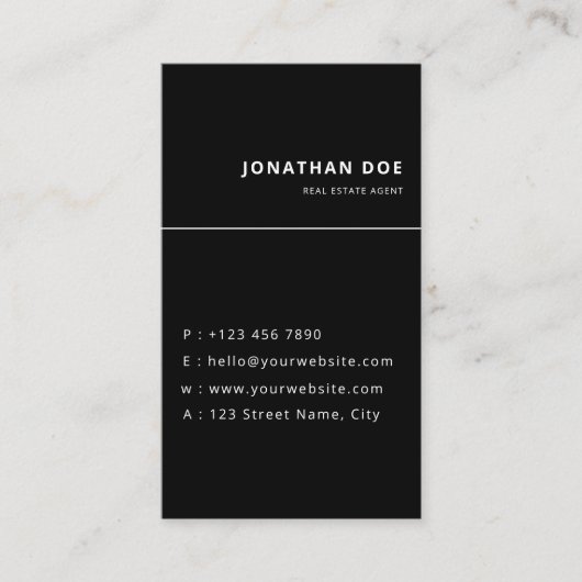 Luxury Vertical Black QR Code Realtor  名刺 (正面)