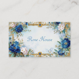Luxury Victorian Blue Floral Ornate Gold Frame 名刺