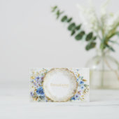 Luxury Victorian Blue Floral Ornate Gold Plate 名刺 (スタンド正面)