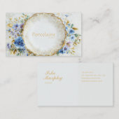 Luxury Victorian Blue Floral Ornate Gold Plate 名刺 (正面/裏面)