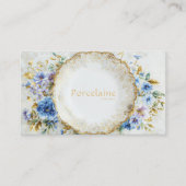 Luxury Victorian Blue Floral Ornate Gold Plate 名刺 (正面)