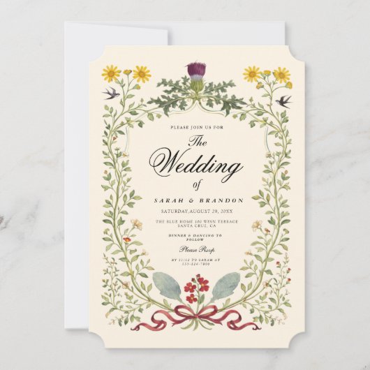 Luxury Victorian Botanical Wedding 招待状 (正面)