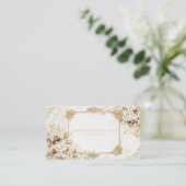 Luxury Victorian Gold Rococo Frame White Floral 名刺 (スタンド正面)