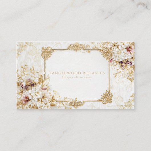 Luxury Victorian Gold Rococo Frame White Floral 名刺 (正面)