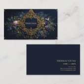 Luxury Victorian Ornate Gold Floral and Jewel Tone 名刺 (正面/裏面)