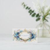 Luxury Victorian Ornate Gold Frame Blue Floral 名刺 (スタンド正面)
