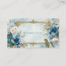 Luxury Victorian Ornate Gold Frame Blue Floral 名刺