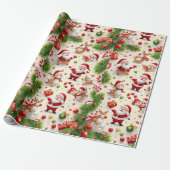 : Luxury Victorian Santa & Reindeer Christmas Wrap ラッピングペーパー (アンロールド)
