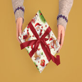 : Luxury Victorian Santa & Reindeer Christmas Wrap ラッピングペーパー