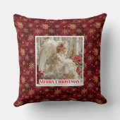 Luxury Vintage Angel Red Gold Festive Christmas クッション (裏面)