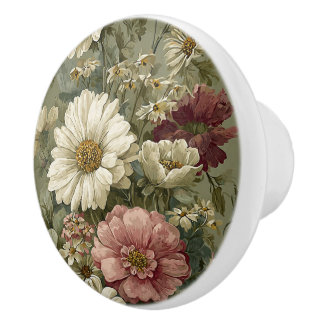 Luxury Vintage British Classic Countryside Floral セラミックノブ